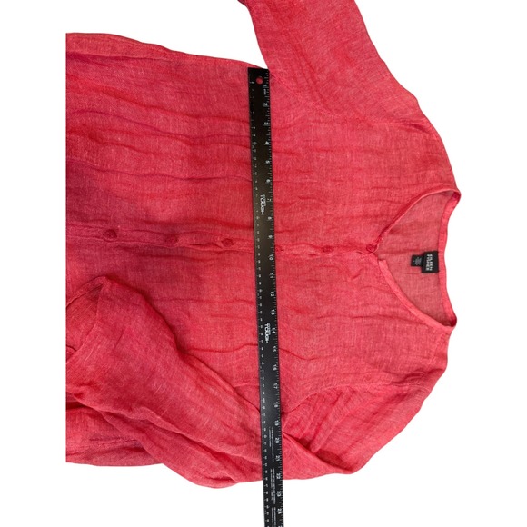 Eileen Fisher Linen Button Up Shirt Top Long Sleeve Red Casual Blouse tunic - Picture 4 of 6